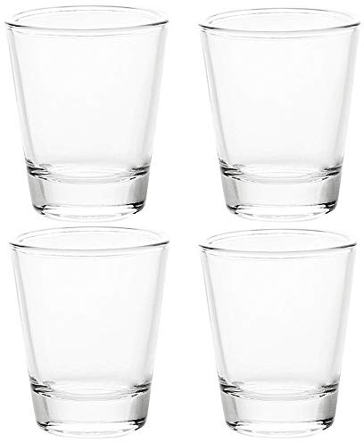 BCnmviku 1.5oz Shot Glasses,Heavy Base Vodka Glass for Tequila,Whisky(4) | for cocktail mixing,daily spirit,espresso,milk,home drinkers,bartenders,party,stackable,dishwasher safe