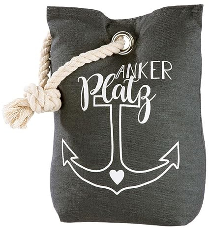 Seaside No.64 - maritimer Türstopper aus Stoff mit aufgedrucktem Wording, Anker und Herz - praktischer Sandsack als Stopper für Türen und Fenster - elegantes Design für alle Räume (Ankerplatz)