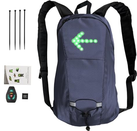 Sac à dos de vélo étanche 15 l, sac à dos de sécurité avec indicateur de signal LED et télécommande, sac à dos de vélo pour homme et femme, sac à dos pour le cyclisme, le camping, la randonnée, le