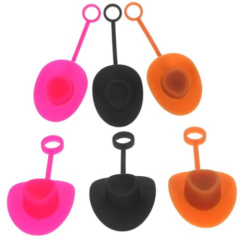 Warmhm 6st Cowboyhut Strohhut Deckel Mit Strohspitzen Strohkappen Für Wiederverwendbare Strohhalme Cowboyhut-strohbezüge Trinkhalmkappen Kieselgel Universal- Gerade