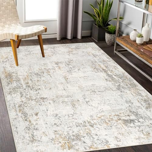 Capslpad Alfombra abstracta de pelo corto, 120 x 180 cm, moderna y suave lana sintética, alfombra de salón, lavable, antideslizante, minimalista, para salón, dormitorio, oficina, decoración
