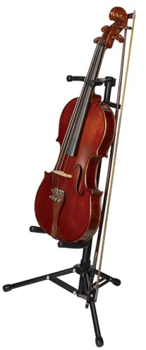 Violin Stand, Adjustable Height Violin Stand with Bow Holder, Aluminum Alloy Instrument Stand Ukulele Stand with Lock Buckle on the Top for Ukulele, Violin, Guitar