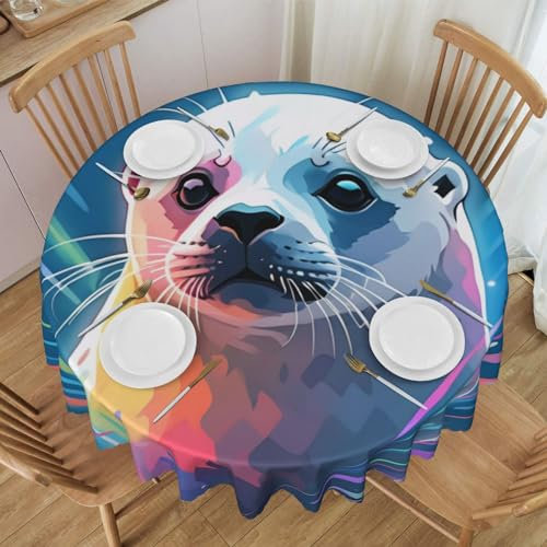 KARFPP Tischdecke mit Harfen-Siegel, rund, für Esszimmer, Küche, Party, Dekoration, 152,4 cm, Polyestertuch