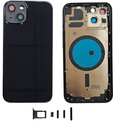 Smartex® Scocca Posteriore in Vetro, Telaio Back Frame Compatibile con iPhone 13| Senza Logo, Senza COMPONENTI PREINSTALLATI (Nero)