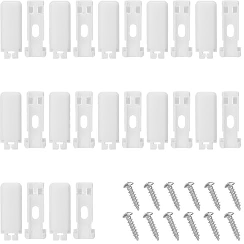 12Kit 24 Stück Spannschuhe für Plissees, Klemmträger Ohne Bohren Plissee Klemmen Faltrollo Ohne Bohren Plissee Ersatzteile Klemmträger Plissees Halterung mit 12 Schrauben, Weiß