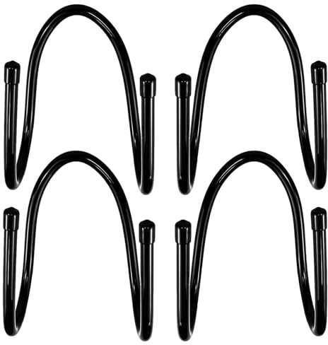 4 Stück Schlauchhalter Wand, Schlauchhalter, Staubsauger Halterung, Eisen + PVC, Verstellbar, zum Aufhängen von Schläuchen/Skateboards/Staubsaugerköpfen, Auto-Rücksitzen, Drinnen, Draußen (Schwarz)