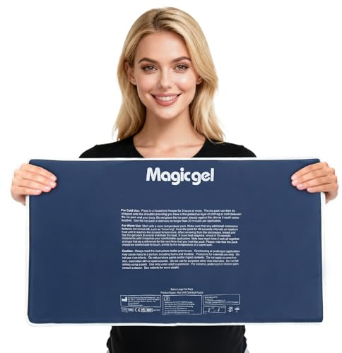 Magic Gel Poche de Glace en Gel Géant - XL - Poche de Froid pour Genou & Cheville - Compresse à Glace Froide Versatile - Vessie de Froid Réutilisable & Durable - Pack Gel Coude - Gris