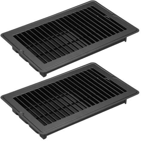 PATIKIL 10 X 6 Pulgadas Rejilla de Suelo, 2 Piezas Cubierta de Ventilación de Aire Resistente de Acero Ajustable Decorativa Rejillas de Suelo Fáciles de Ajustar, Negro