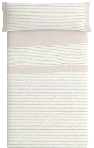 Burrito Blanco | Juego de Sábanas Infantiles Algodón Mezcla Cama 135 Beige | 3 Piezas: Bajera, Encimera y Funda Almohada | 50% Algodón 50% Poliéster | 144 Hilos | Tacto Suave | Larga Duración