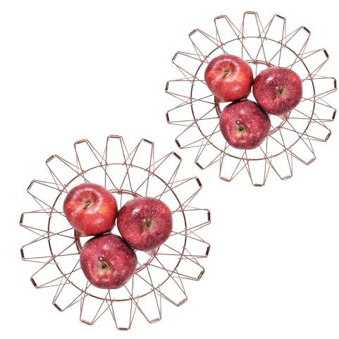 Canasta de frutas de mostrador, tazón de frutas grandes | Soporte de verduras de alambre plegable,Organizador de almacenamiento de alimentos de bandeja de vegetales multipropósito para cocina y bocadi