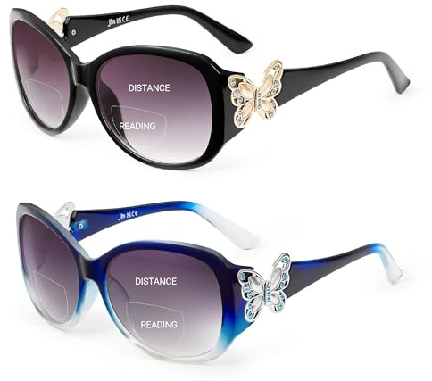 JM Klassisch Bifokale Lese Sonnenbrille für Damen Jahrgang Lesebrille Draussen