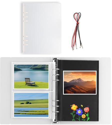 7x9 Self Adhesive Photo Album – 40 Self-Adhesive Pages & 20 Pocket Pages, DIY 6-Ring Binder Scrapbook for Memories, Gift for Wedding, Baby, Travel