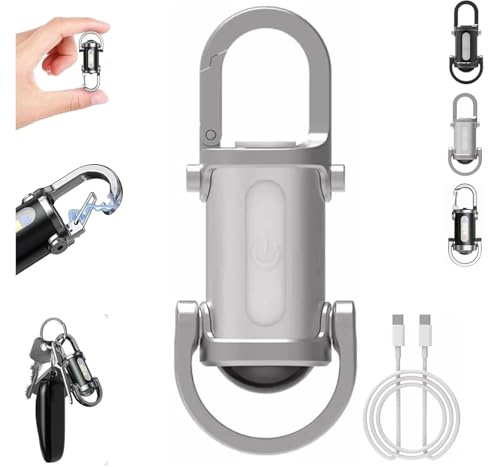 AngloCrate 1200LM Ultra-Bright Mini Keychain Flashlight, Waterproof, Convenient and Compact Flashlight, 2 and 1 Flashlights and Power Bank, Suitable for Camping, Hiking and Emergencies(White)