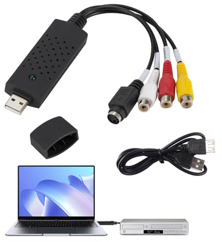 Nangilo VHS To Digital Converter, Mini DV Tape Converter To Digital USB 2.0, Convert VHS To Digital, Video Capture Device, Video To USB, VHS To DVD Compatible with Windows XP/10/8/7