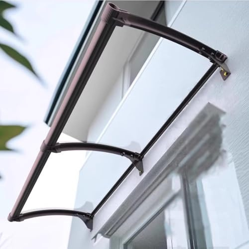 Pensilina Tettoia Per Porta O Finestra,Tenda Da Sole in Alluminio Con Grondaia Allargata,Tenda Da Sole Isolata Per Porta D'ingresso,Pensilina Copriporta in Policarbonato (45x50cm/18x20in,A)