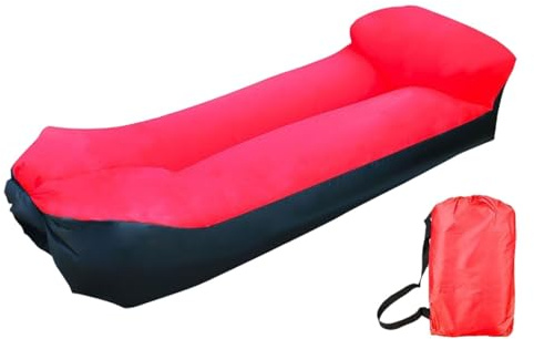 Aufblasbarer Stuhl, tragbar, Luftsofa, Liege für Camping, Strand, Musik, Festivals, Versammlungen am See, 220 x 70 x 60 cm, Rot