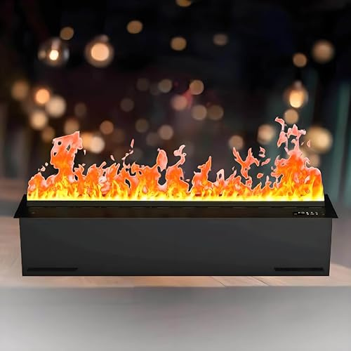 GIZMIT Chimenea de Vapor empotrada atomizada, Chimenea de Vapor de Agua 3D, Chimenea de Vapor de Agua eléctrica de Acero Inoxidable con Llama 3D, bajo Consumo de energía voicecontrol-70cm
