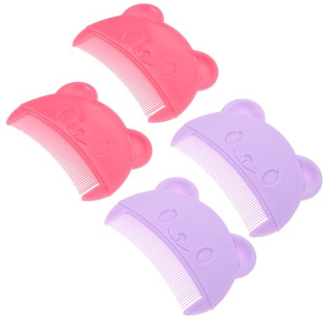 FRCOLOR 4pcs Hair Comb Scalp Comb for Newborn Cradle Cap Treatment Cute Bear Shaped for Home and Outdoor
