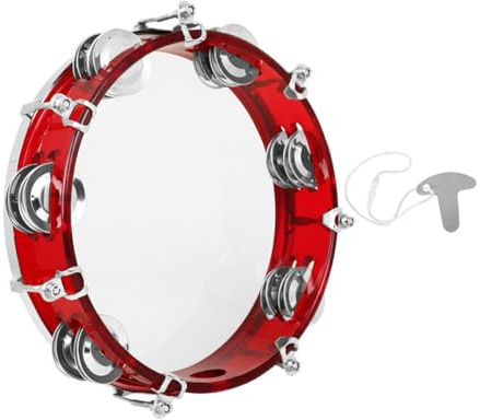 Uonlytech Tambourin Main à Double Rangée Tambour Percussion Ergonomique pour Garçon Fille et Débutants Instrument Musical Éducatif pour Fêtes et Jeux