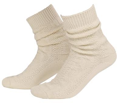 Adisno Traditionella strumpor för män, Oktoberfest strumpor för män, traditionella strumpor, kostymstrumpor män, korta med klassiskt flätmönster, storlek 39–46, Beige, 39-42 EU
