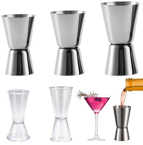 5er Pack Messbecher Set, Cocktail Messbecher Mit Doppelmass Skala, Professionelle Messbechers Für Cocktails Und Mixgetränke, Ideal Für Barkeeper Und Cocktail-Enthusiasten