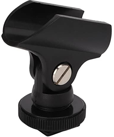 TOPINCN Mikrofonhalter-Clamp/Holder, Verstellbarer Kunststoffhalter für DSLR-Kamera, 1,95 Cm Mikrofon-Clamp/Holder mit Blitzschuh für Interviewaufnahmen