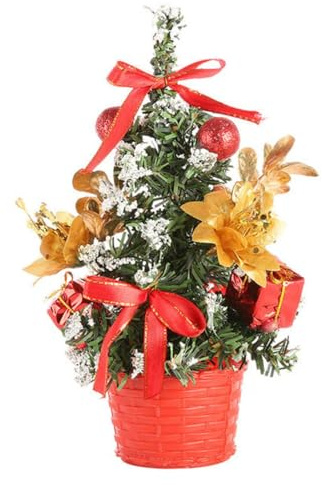 Künstlicher Weihnachtsbaum, 20 cm großer Tischweihnachtsbaum, Mini Tischweihnachtsbaum mit Kugeln und Tannenzapfen, Weihnachtsdekoration für Zuhause und Büro