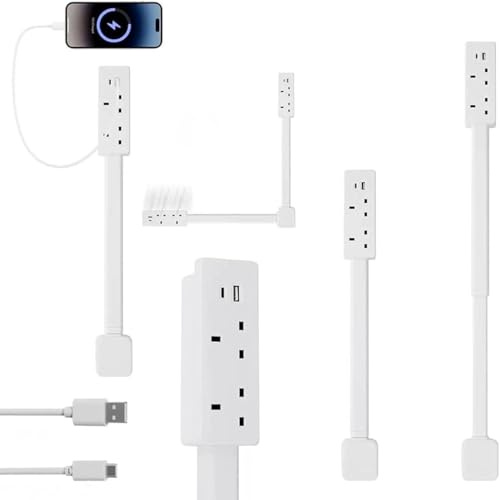 Power outlet extender Accesses hard-to-reach outlets Features USB-A, USB-C and 2 AC outlets Extends approximately 19.49-28.15 inches 180° rotatable for Use Behind Sofas, Desks U.K. Standard