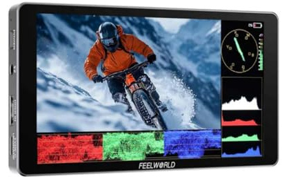 FEELWORLD P6XL Monitor de Cámara 6 1200nit Pantalla Táctil con Batería Integrada, Entrada HDMI 4K, Soporte HDR & 3D LUT, Waveform, Ultra Delgado para DSLR, Mirrorless & Gimbal Vlogging