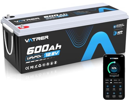VATRER POWER 12V 600Ah LiFePO4 Batterie mit Bluetooth APP | 300A Smart BMS · 7680Wh Nutzbare Energie·5000+ Zyklen·Wohnmobil,Solaranlage & Off-Grid,Startunterstützung