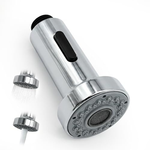 2 Function Kitchen Tap Spray Head Replacement, Universal G1/2 Faucet Nozzle | Chrome Finish, Pull Out Design, Easy Installation, Water Saving, Dual Spray Modes, for Kitchen & Bathroom Mixer Faucets