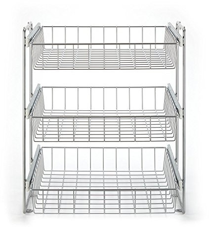 stauraum Teleskopschublade für 50cm Schrank – Premium Schrankauszug Küche zum Nachrüsten – Einfache Montage – Stabil & Langlebig –Korb Kombisystem, 3 etagig