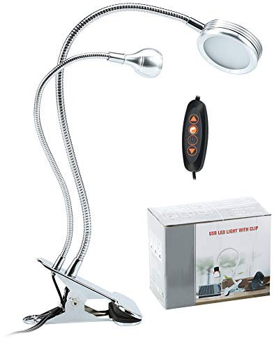 2 in 1 Tattoo Schönheit Lampe mit Lupe, USB Schreibtischlampe mit warmem Licht und Clip für Tattoo und Maniküre und Wimpernverlängerung und Lesen