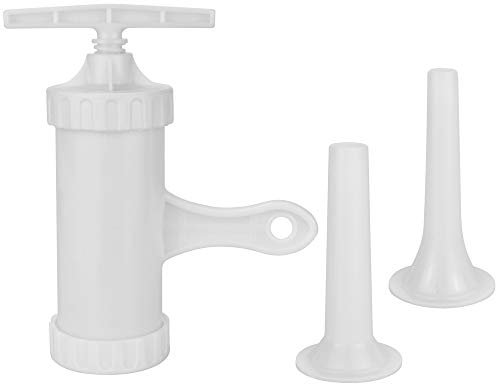KLYNGTSK Manual Sausage Stuffer Maker Home Use Meat Stuffer Filler Machine Plastic Sausage Machine Hand Operated Salami Maker Funnel Kitchen Tool with 1 Pork Casing Funnel and 1 Mutton Casing Funnel