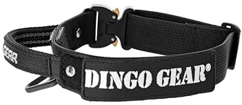 Dingo Gear Hundehalsband mit Cobra Schnalle und Griff, Farbe Schwarz, Band Breite 4 cm Länge 43-47 cm S04026