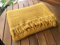 KyraHome Coperta in mussola di cotone 100% biologico, 140 x 152 cm, per divano, adulti, tinta a mano, traspirante, morbida e leggera, per adulti, per tutte le stagioni (giallo senape)