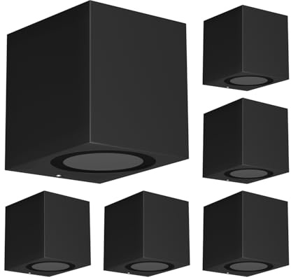 ledscom.de 6x Wandleuchte ALSE für außen, IP54, Downlight, schwarz matt, eckig, 1x GU10 max. 35W