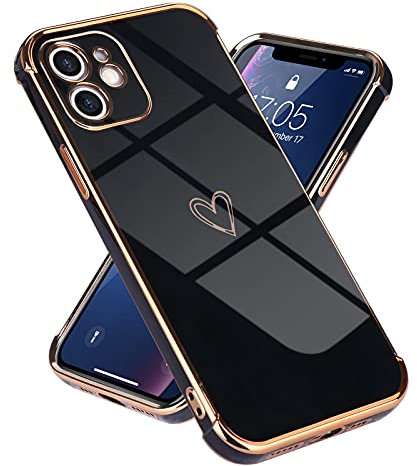 Lafunda kompatibel mit iPhone 11（6,1 Zoll） Handyhülle Mädchen Liebesherz Silikonhülle weich TPU Hülle Ultra dünn Stoßfeste Schutzhülle Bumper Silikon case für iPhone 11 Schwarz