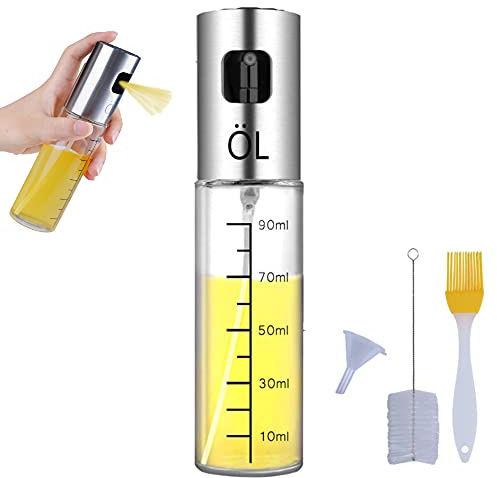 CoverKingz Ölsprüher für Speiseöl – Öl Sprühflasche nachfüllbar – Ölzerstäuber mit Bürste, Pinsel, Trichter – Oil Sprayer für BBQ, Grillen, Kochen, Backen – Ölspray, Essig und Ölspender
