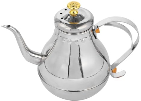 YARNOW 1. 2L Edelstahl Teekessel Wasserkocher Retro Wasserkessel Kaffeekanne für Zuahause Küche Induktion Gasherde Kochplatten Silber