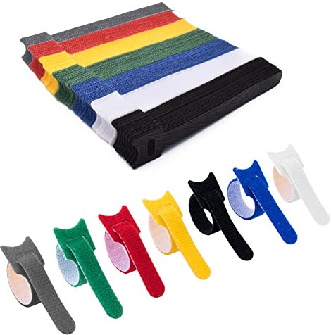 154 Pcs Cable Ties, ZYNERY Reusable Cable Tidy Adjustable Releasable Hook and Loop Cable Straps Wraps, Fastening Cable Ties for Home Office PC Cable Management (Multicolour, 154 Pcs)