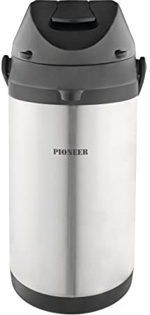 Pioneer Thermos 4,0 L en acier inoxydable avec levier, flacon étanche pour boissons chaudes et froides, distributeur de boissons à pompe facile à utiliser pour les événements