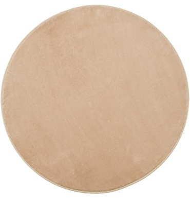 Gözze - Premium Rutschfester Runder Badezimmerteppich, RIO, 100% Microfaser, Ø 110 cm - Sand