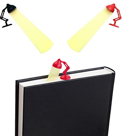 Eabdice 2 Stück 3D Lesezeichen, Schreibtischlampen Lesezeichen, Rot, Schwarz