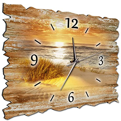 Bilder-Manufaktur BM Holz Funk Quarz Quarzwanduhr Wanduhr Funkwanduhr Funkwanduhren Funkuhr Funkuhren kein Ticken lautlos geräuschlos leise ohne Tickgeräusche groß XXL H3a-10214-funk