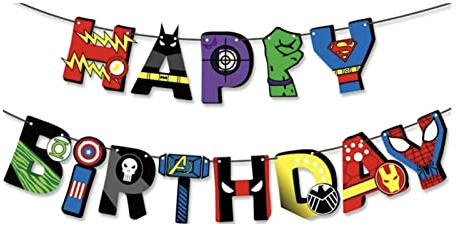 madeokoltd Marvel Avengers Happy Birthday Banner Super Hero Dekoration
