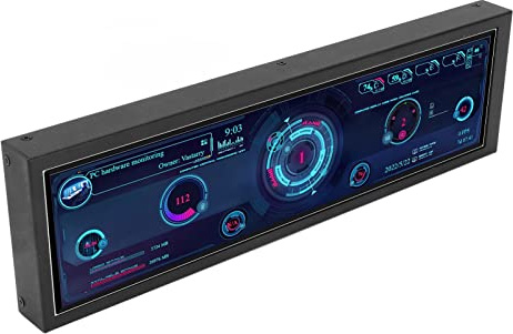 PC Sensor Panel Display, 8,8 Zoll PC Sensor Panel IPS Display 1920x480 SSD CPU GPU Temp Bildschirm, Computer Temp für RPi für Windows, 360 Grad Rotation