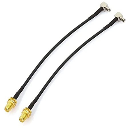 NewTH Antenna 4G SMA Female to TS9 Male Right Angle Cable Extension Adapter Router Extensionr Cables RG174 for Wifi Router Mobile 2G 3G 4G LTE Antenna UMTS,12CM, 2PCS, Black