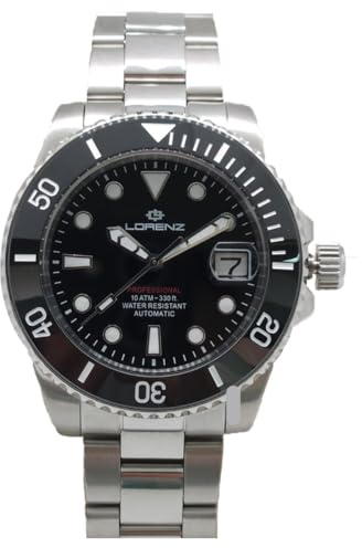 Lorenz Sport Ceramic 21065AA - Orologio sportivo da uomo - Orologio automatico in acciaio con ghiera in ceramica - Orologio Subacqueo fino a 100 metri
