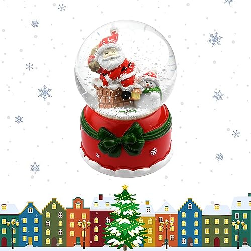 Christmas Musical Snow Globe Music Box Crystal Ball with Colorful Glitter LED Lights Santa Claus Snowmen Ornament Gift for Kids Girls Xmas Birthday New Year Christmas Party Home Desktop Decorations